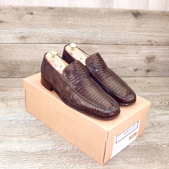 $895 Nordstrom BALLY Genuine Lizard Loafer 11 D Brown * add $15 Cedar Trees - Picture 13 of 14